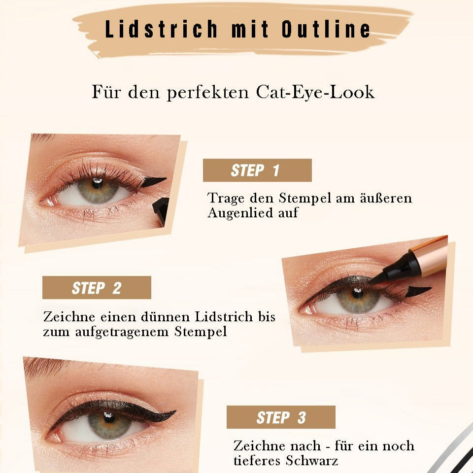 Eyeliner - 2 in 1 Pinsel & Stempel - Schwarz